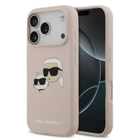 Carcasă spate Karl Lagerfeld MagSafe cu capete duble din silicon lichid pentru iPhone 17 Pro, roz