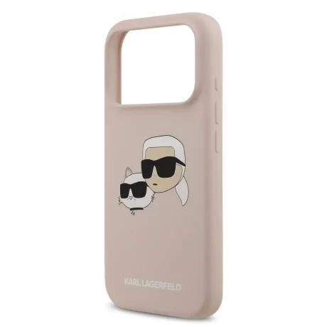 Carcasă spate Karl Lagerfeld MagSafe cu capete duble din silicon lichid pentru iPhone 17 Pro, roz