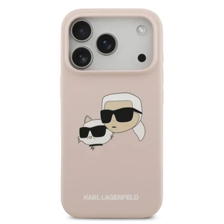 Carcasă spate Karl Lagerfeld MagSafe cu capete duble din silicon lichid pentru iPhone 17 Pro, roz