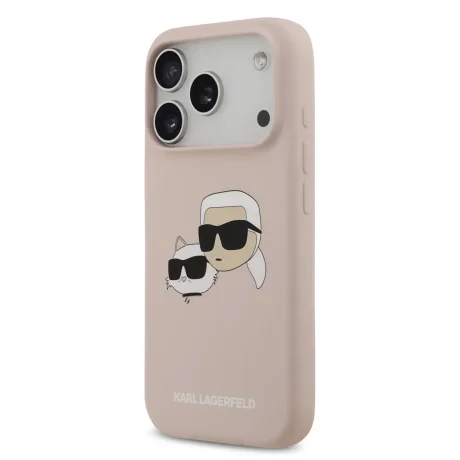 Carcasă spate Karl Lagerfeld MagSafe cu capete duble din silicon lichid pentru iPhone 17 Pro, roz