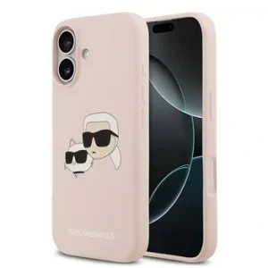 Carcasă spate Karl Lagerfeld MagSafe din silicon lichid cu capete duble pentru iPhone 17, roz