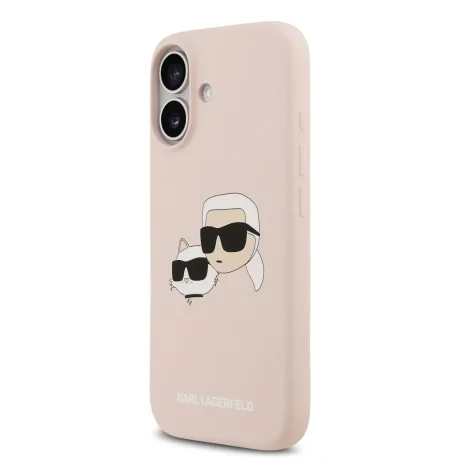 Carcasă spate Karl Lagerfeld MagSafe din silicon lichid cu capete duble pentru iPhone 17, roz