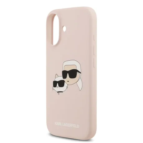 Carcasă spate Karl Lagerfeld MagSafe din silicon lichid cu capete duble pentru iPhone 17, roz