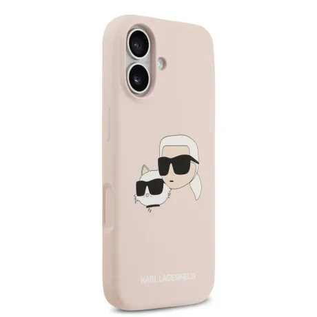 Carcasă spate Karl Lagerfeld MagSafe din silicon lichid cu capete duble pentru iPhone 17, roz