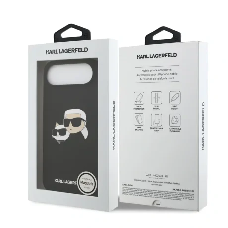 Carcasă spate Karl Lagerfeld MagSafe din silicon lichid cu capete duble pentru iPhone Air, neagră