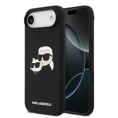 Carcasă spate Karl Lagerfeld MagSafe din silicon lichid cu capete duble pentru iPhone Air, neagră