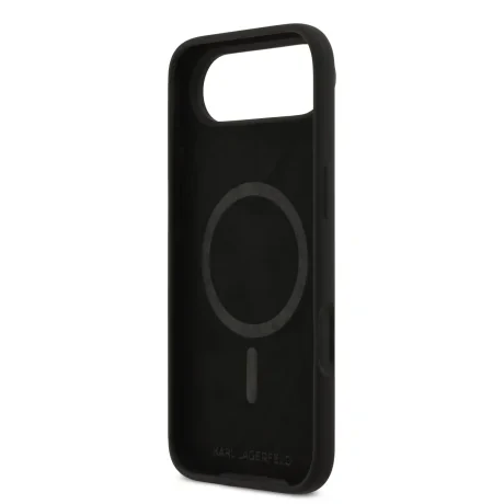 Carcasă spate Karl Lagerfeld MagSafe din silicon lichid cu capete duble pentru iPhone Air, neagră