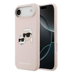 Carcasă spate Karl Lagerfeld MagSafe din silicon lichid cu capete duble pentru iPhone Air, roz