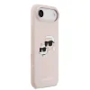 Carcasă spate Karl Lagerfeld MagSafe din silicon lichid cu capete duble pentru iPhone Air, roz