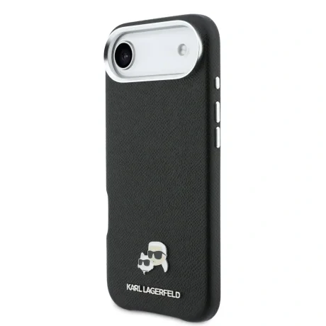 Carcasă spate Karl Lagerfeld PU cu capete de Karl și Choupette, MagSafe, neagră, pentru iPhone Air