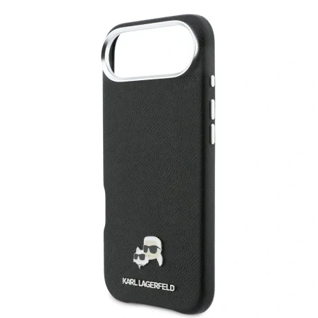 Carcasă spate Karl Lagerfeld PU cu capete de Karl și Choupette, MagSafe, neagră, pentru iPhone Air