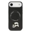 Carcasă spate Karl Lagerfeld PU cu capete de Karl și Choupette, MagSafe, neagră, pentru iPhone Air
