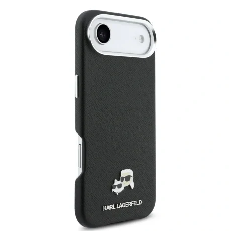 Carcasă spate Karl Lagerfeld PU cu capete de Karl și Choupette, MagSafe, neagră, pentru iPhone Air