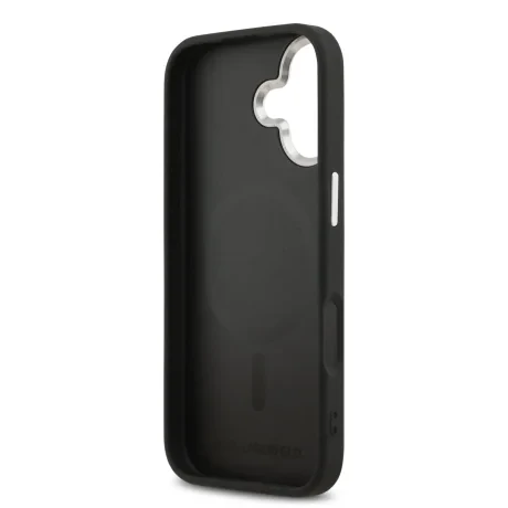 Carcasă spate Karl Lagerfeld PU cu capete de Karl și Choupette, MagSafe, pentru iPhone 17, neagră
