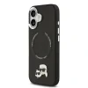 Carcasă spate Karl Lagerfeld PU cu capete de Karl și Choupette, MagSafe, pentru iPhone 17, neagră