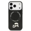 Carcasă spate Karl Lagerfeld PU cu capete de Karl și Choupette, MagSafe, pentru iPhone 17 Pro Max, neagră