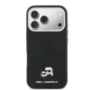 Carcasă spate Karl Lagerfeld PU cu capete de Karl și Choupette, MagSafe, pentru iPhone 17 Pro, neagră