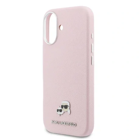 Carcasă spate Karl Lagerfeld PU cu capete de Karl și Choupette, MagSafe, roz, pentru iPhone 17