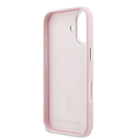 Carcasă spate Karl Lagerfeld PU cu capete de Karl și Choupette, MagSafe, roz, pentru iPhone 17