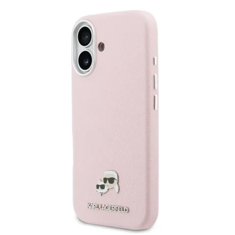 Carcasă spate Karl Lagerfeld PU cu capete de Karl și Choupette, MagSafe, roz, pentru iPhone 17