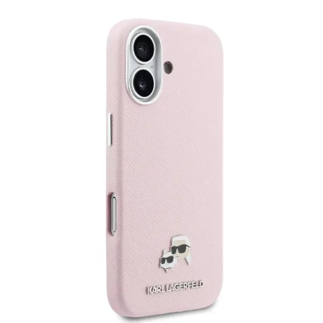 Carcasă spate Karl Lagerfeld PU cu capete de Karl și Choupette, MagSafe, roz, pentru iPhone 17