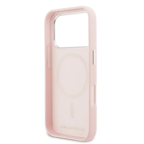 Carcasă spate Karl Lagerfeld PU cu capete de Karl și Choupette, MagSafe, roz, pentru iPhone 17 Pro