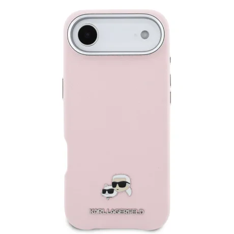 Carcasă spate Karl Lagerfeld PU cu capete de Karl și Choupette, MagSafe, roz, pentru iPhone Air