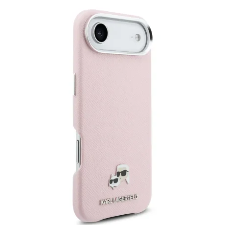 Carcasă spate Karl Lagerfeld PU cu capete de Karl și Choupette, MagSafe, roz, pentru iPhone Air