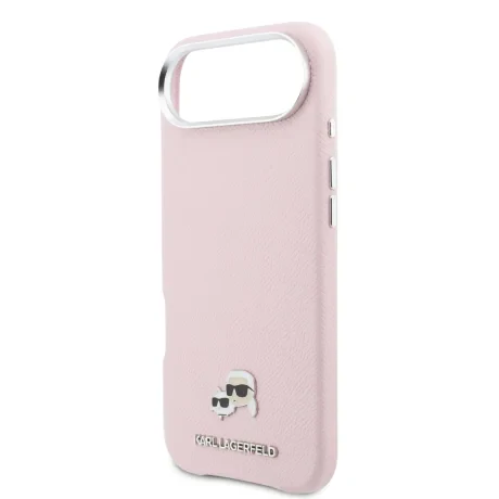 Carcasă spate Karl Lagerfeld PU cu capete de Karl și Choupette, MagSafe, roz, pentru iPhone Air