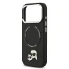 Carcasă spate Karl Lagerfeld PU cu capete Karl și Choupette, MagSafe, pentru iPhone 17 Pro, neagră