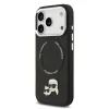 Carcasă spate Karl Lagerfeld PU cu capete Karl și Choupette, MagSafe, pentru iPhone 17 Pro, neagră