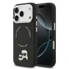 Carcasă spate Karl Lagerfeld PU cu capete Karl și Choupette, MagSafe, pentru iPhone 17 Pro, neagră