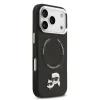 Carcasă spate Karl Lagerfeld PU cu capete Karl și Choupette, MagSafe, pentru iPhone 17 Pro, neagră