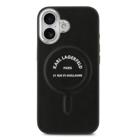 Carcasă spate Karl Lagerfeld PU RSG Logo MagSafe pentru iPhone 17, neagră