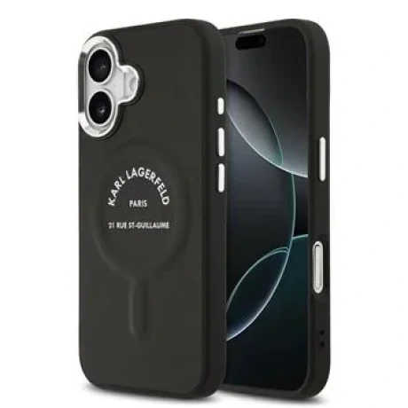 Carcasă spate Karl Lagerfeld PU RSG Logo MagSafe pentru iPhone 17, neagră