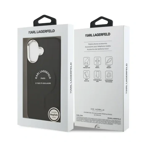 Carcasă spate Karl Lagerfeld PU RSG Logo MagSafe pentru iPhone 17, neagră