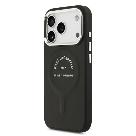 Carcasă spate Karl Lagerfeld PU RSG Logo MagSafe pentru iPhone 17 Pro Max, neagră