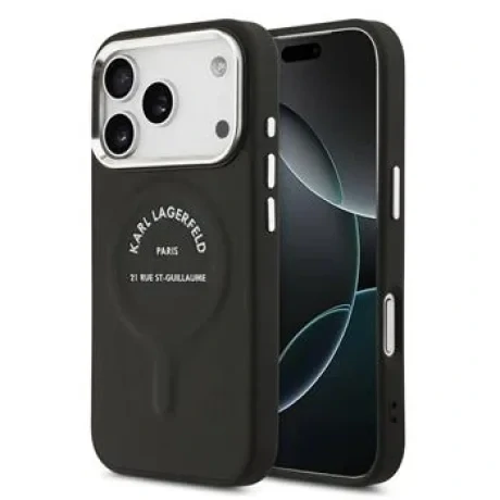 Carcasă spate Karl Lagerfeld PU RSG Logo MagSafe pentru iPhone 17 Pro Max, neagră