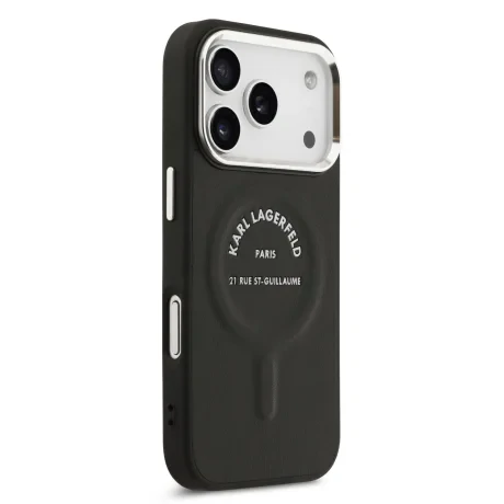 Carcasă spate Karl Lagerfeld PU RSG Logo MagSafe pentru iPhone 17 Pro Max, neagră