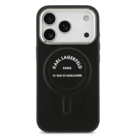Carcasă spate Karl Lagerfeld PU RSG Logo MagSafe pentru iPhone 17 Pro Max, neagră