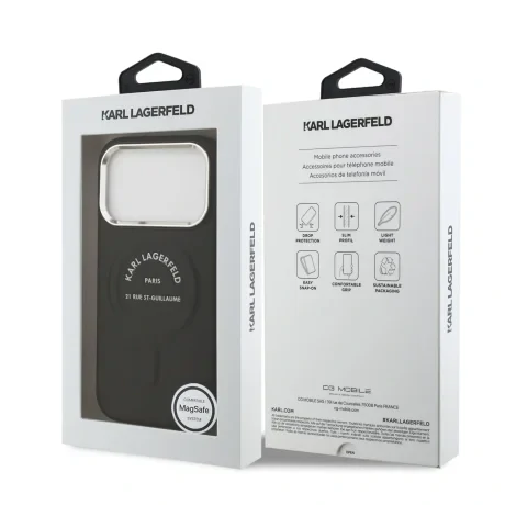 Carcasă spate Karl Lagerfeld PU RSG Logo MagSafe pentru iPhone 17 Pro, neagră