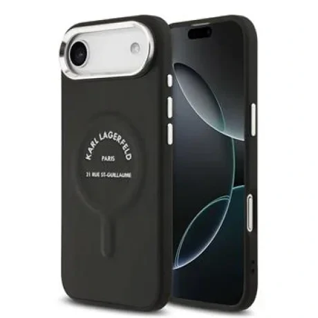 Carcasă spate Karl Lagerfeld PU RSG Logo MagSafe pentru iPhone Air, neagră