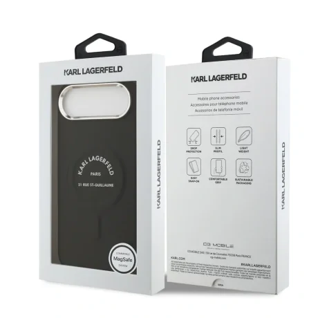 Carcasă spate Karl Lagerfeld PU RSG Logo MagSafe pentru iPhone Air, neagră