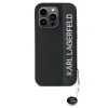 Carcasă spate Karl Lagerfeld PU Saffiano cu pandantiv stras pentru iPhone 15 Pro Max, neagră