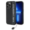 Carcasă spate Karl Lagerfeld PU Saffiano cu pandantiv stras pentru iPhone 15 Pro Max, neagră