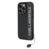 Carcasă spate Karl Lagerfeld PU Saffiano cu pandantiv stras pentru iPhone 15 Pro Max, neagră