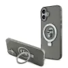 Carcasă spate Karl Lagerfeld Ringstand Karl and Choupette MagSafe pentru iPhone 16, neagră