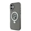Carcasă spate Karl Lagerfeld Ringstand Karl and Choupette MagSafe pentru iPhone 16, neagră