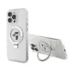 Carcasă spate Karl Lagerfeld Ringstand Karl and Choupette MagSafe pentru iPhone 16 Pro Max, albă
