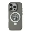 Carcasă spate Karl Lagerfeld Ringstand Karl and Choupette MagSafe pentru iPhone 16 Pro Max, neagră